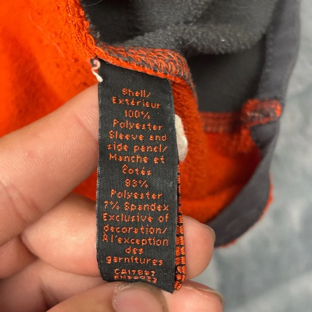 Banana Republic Mens Orange Quarter Zip Fleece Pullover Gray Trim Large 8851